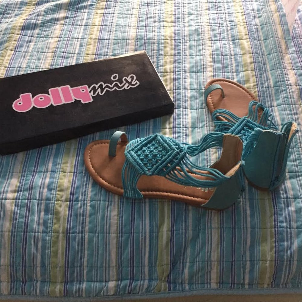 Turquoise woven sandals